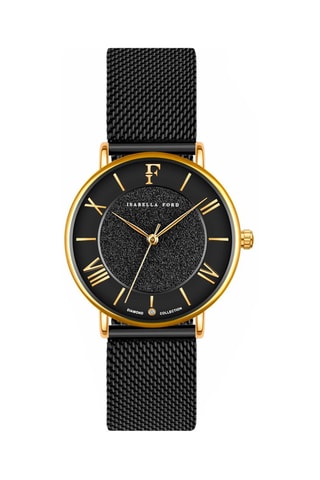 Montre à quartz en acier et diamant Estelle