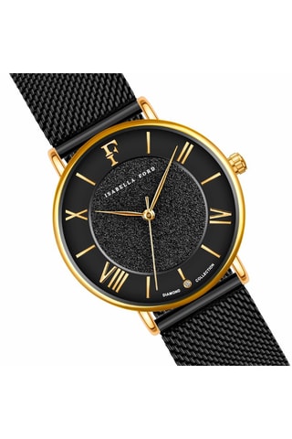 Montre à quartz en acier et diamant Estelle