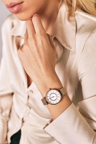 Montre à quartz en acier et diamant Zoé
