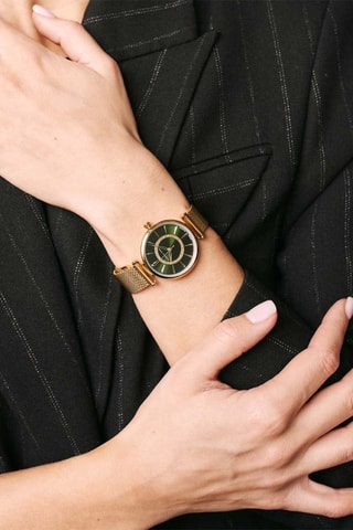 Montre à quartz en acier et diamant Nathalie