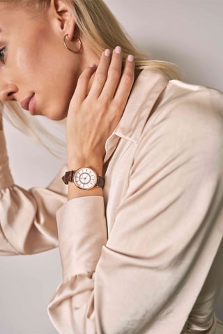 Montre à quartz en acier et diamant Zoé