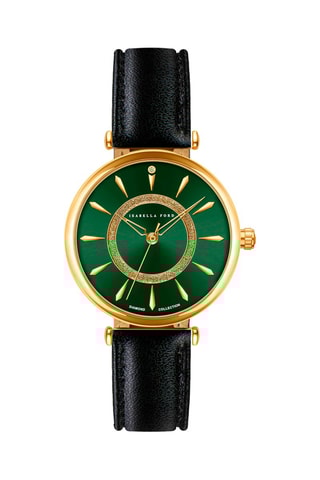 Montre à quartz en cuir et diamant Nathalie