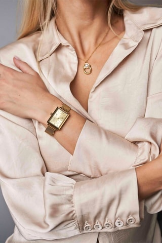 Montre à quartz en acier et diamant Luna