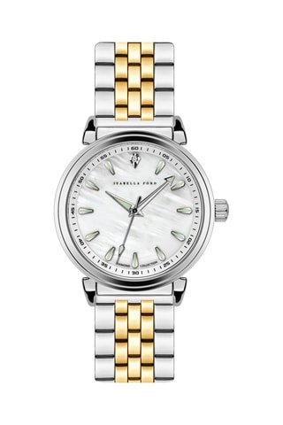 Montre à quartz en acier, nacre et diamant Joie