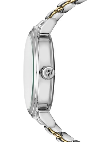 Montre à quartz en acier, nacre et diamant Joie