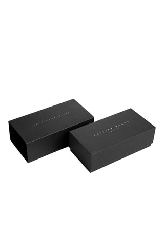 Coffret montre à quartz en acier et bracelet en cuir