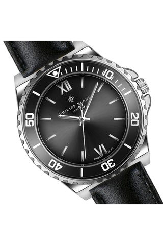 Montre à quartz en cuir - Noir