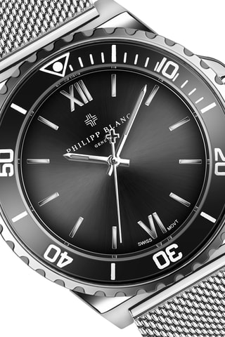 Montre à quartz en acier Wettingen - Argenté et noir