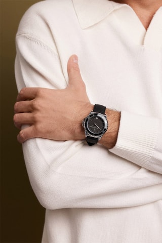 Montre à quartz en caoutchouc - Noir