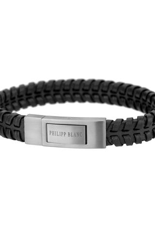 Montre à quartz en acier et bracelet en cuir - Tachymètre - Argenté et noir