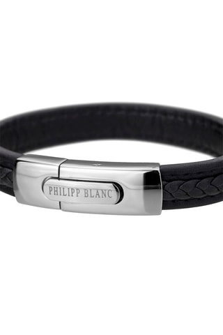 Coffret montre à quartz en acier et bracelet en cuir