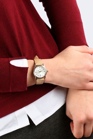 Montre à quartz en cuir Kent - Beige et argenté
