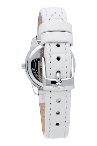 Montre à quartz en cuir et nacre Timeless - Blanc et argenté