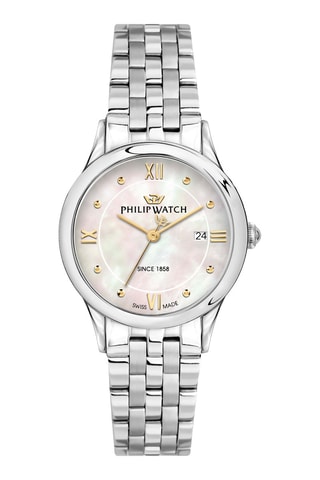 Montre à quartz en métal et nacre Marilyn - Argenté et blanc