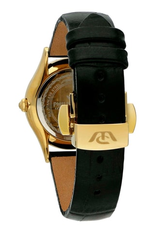 Montre à quartz en cuir Marilyn - Noir et doré