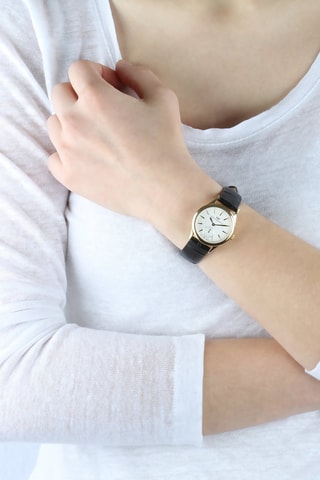 Montre à quartz en cuir Marilyn - Noir et doré