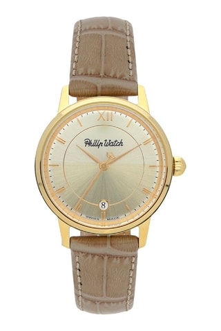 Montre à quartz en cuir Grand Archive 1940 - Gris et doré