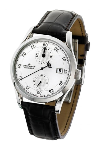 Montre automatique en cuir - Noir et argenté