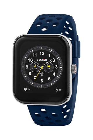 Montre connectée en silicone S-03 PRO - Bleu et argenté
