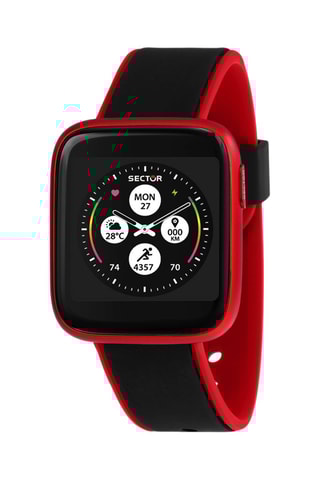 Montre connectée S-04 - Noir et rouge