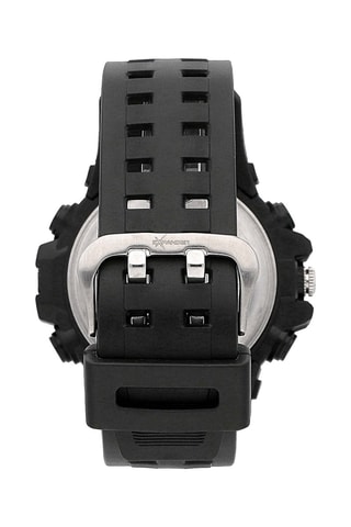 Montre anadigitale en polyuréthane - Chronomètre - Noir et argenté