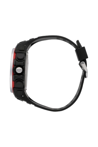 Montre anadigitale en polyuréthane - Chronomètre - Noir et argenté