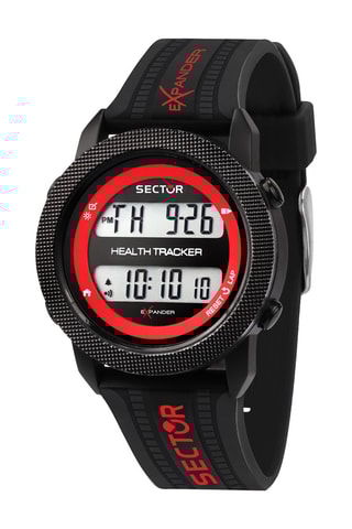 Montre digitale en polyuréthane - Chronomètre - Noir et rouge