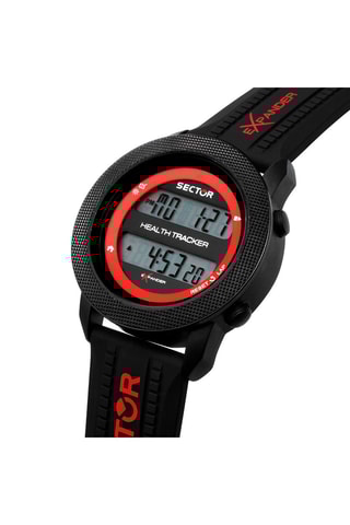 Montre digitale en polyuréthane - Chronomètre - Noir et rouge