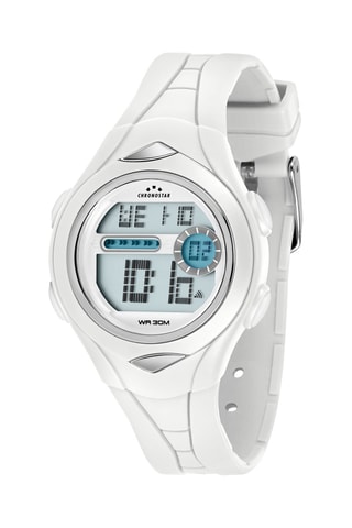 Montre digitale à quartz en polyuréthane Rainbow - Blanc