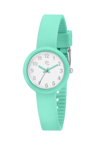 Montre à quartz en silicone Soft - Vert et blanc