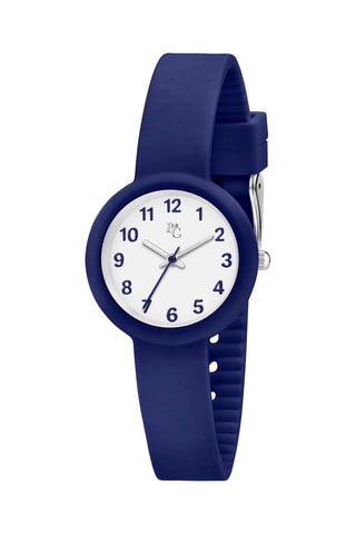 Montre à quartz en silicone Soft - Bleu foncé et blanc