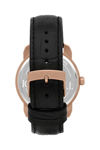Montre automatique en cuir T-City - Noir et doré rose