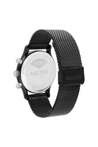 Montre à quartz en acier - Tachymètre - Noir et bleu