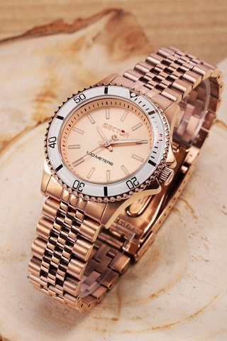 Montre à quartz en acier - Doré rose et rose