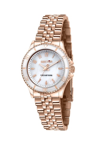 Montre à quartz en acier - Doré rose et blanc