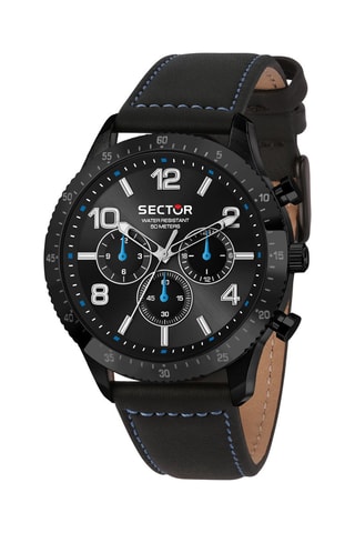 Montre à quartz en cuir - Noir