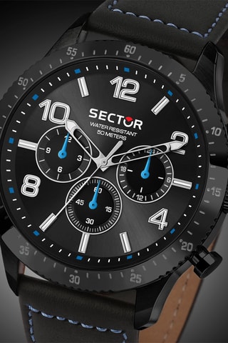 Montre à quartz en cuir - Noir