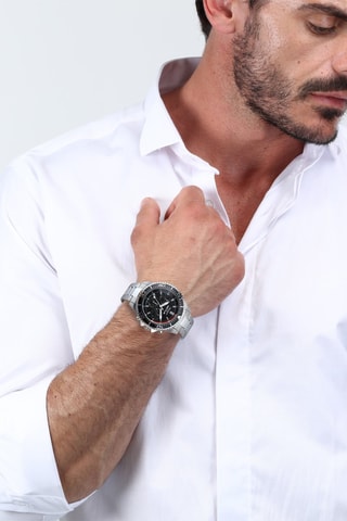 Montre à quartz en métal - Argenté et noir