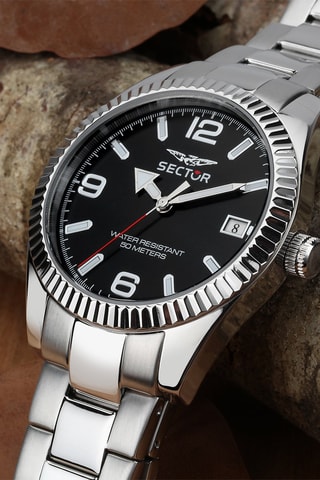 Montre à quartz en métal - Argenté et noir