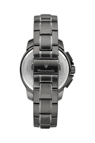 Montre à quartz en métal et plaqué ion gris - Chronographe - Gris et bleu marine