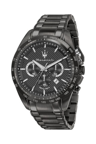 Montre à quartz en acier - Chronographe et Tachymètre - Gris foncé