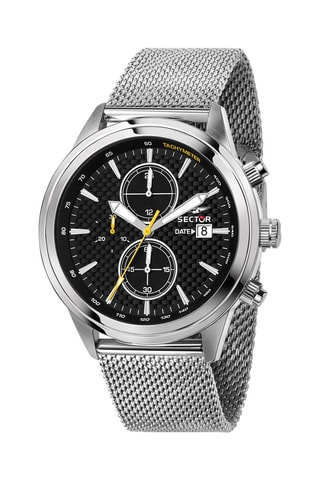 Montre à quartz en acier - Chronographe et tachymètre - Argenté
