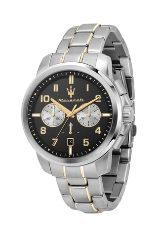 Montre à quartz en acier - Chronographe - Argenté et doré