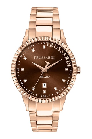 Montre à quartz en acier T-Bent - Doré rose et marron