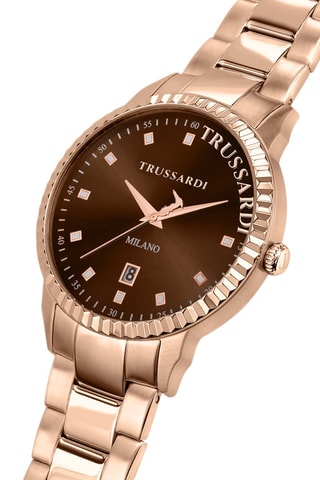 Montre à quartz en acier T-Bent - Doré rose et marron