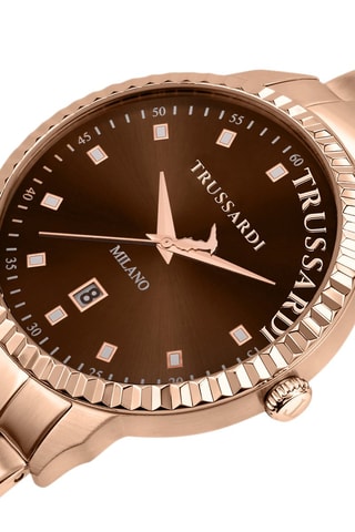 Montre à quartz en acier T-Bent - Doré rose et marron