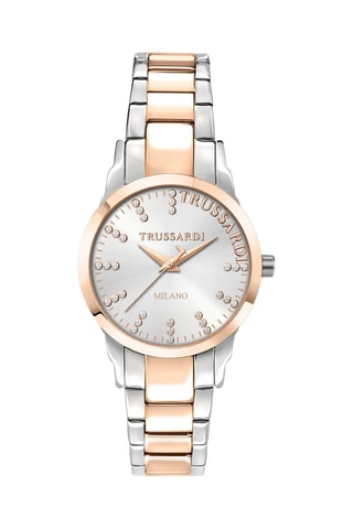 Montre à quartz en acier T-Bent - Argenté et doré rose