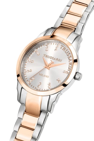 Montre à quartz en acier T-Bent - Argenté et doré rose