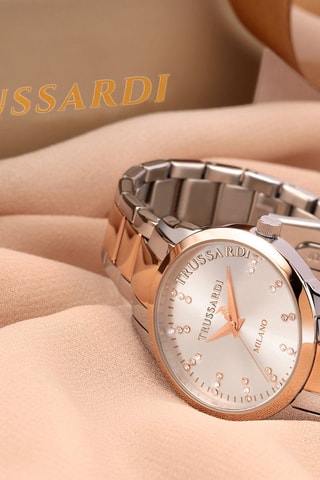 Montre à quartz en acier T-Bent - Argenté et doré rose