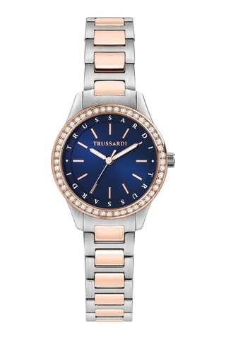 Montre à quartz en acier - Argenté et doré rose